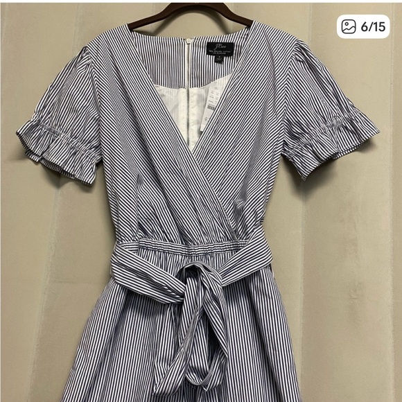 J. Crew Women’s Jumpsuit Size 4 Organic Cotton Poplin Wide Leg Striped NWT - Picture 3 of 8